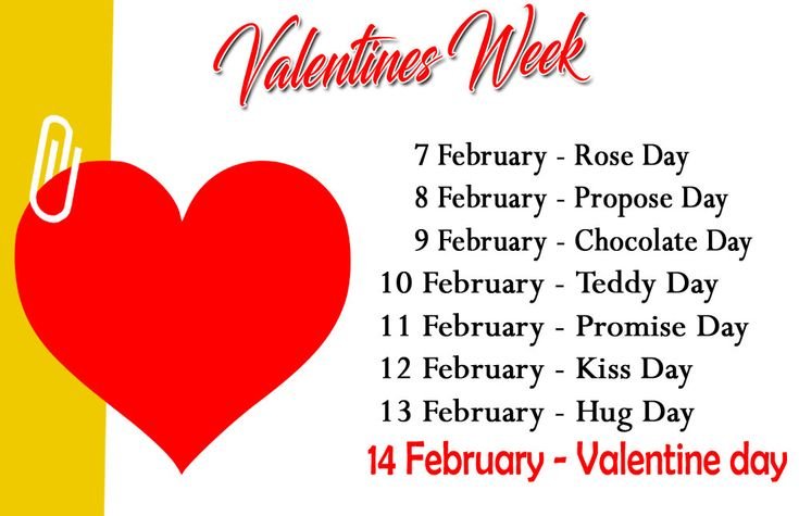 All valentine days List